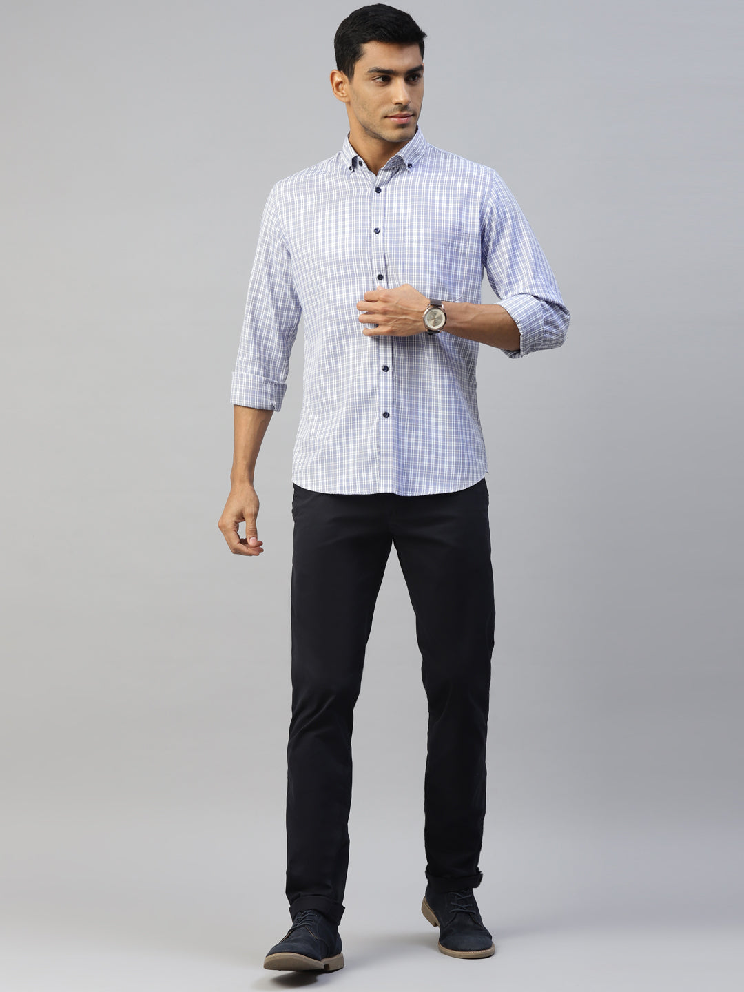 Men's Blue Checks Formal Shirt by Don Vino