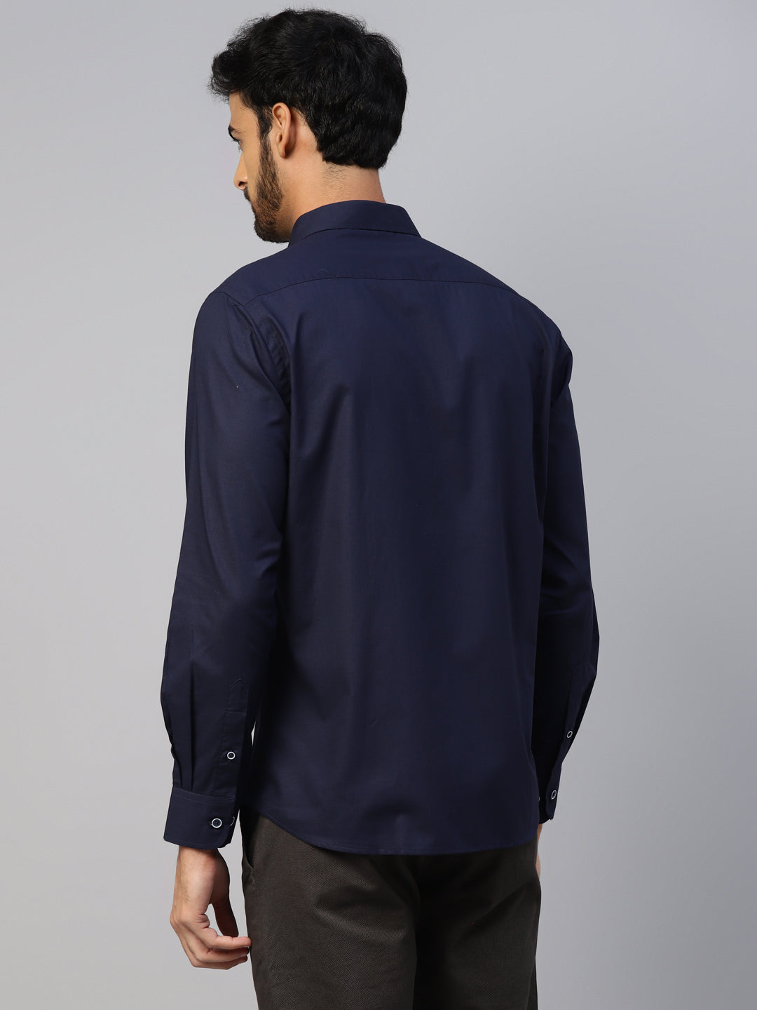 Don Vino Men's Slim Fit Navy Blue Shirt With Contrast Pockets