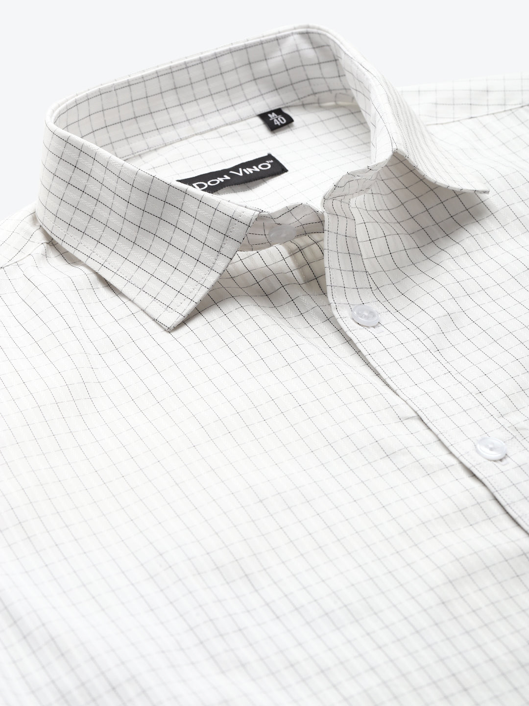 Men's White Checks Slim Fit Shirt by Don Vino