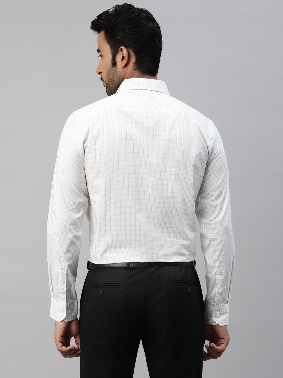 Men's White Checks Slim Fit Shirt by Don Vino