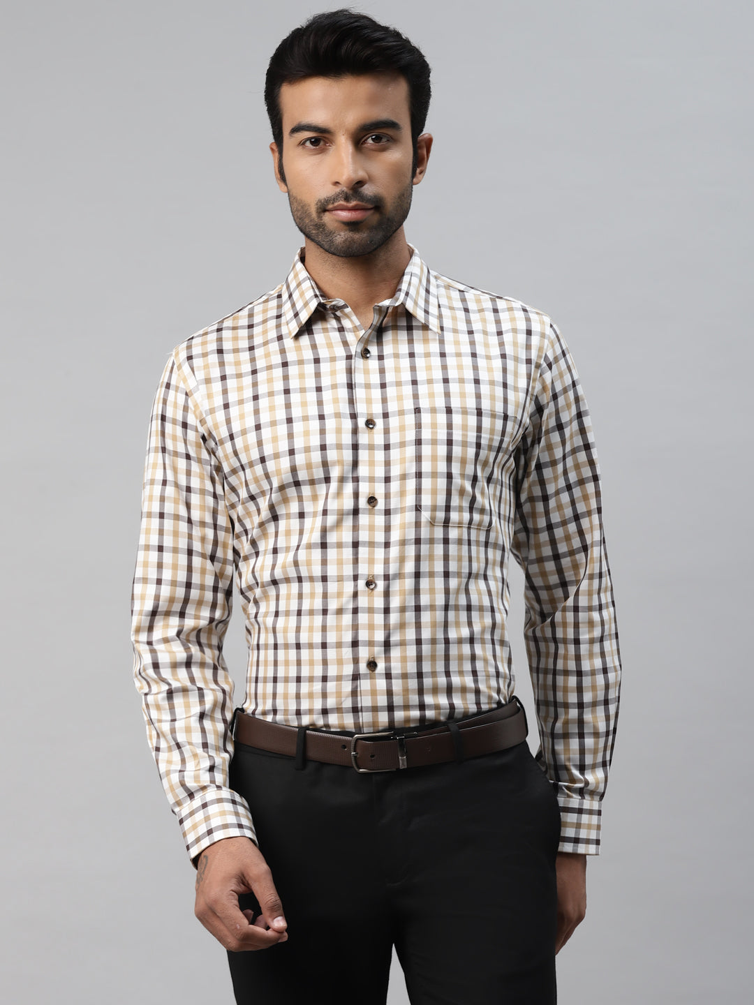 Men's Multicolored Checks Slim Fit Shirt by Don Vino