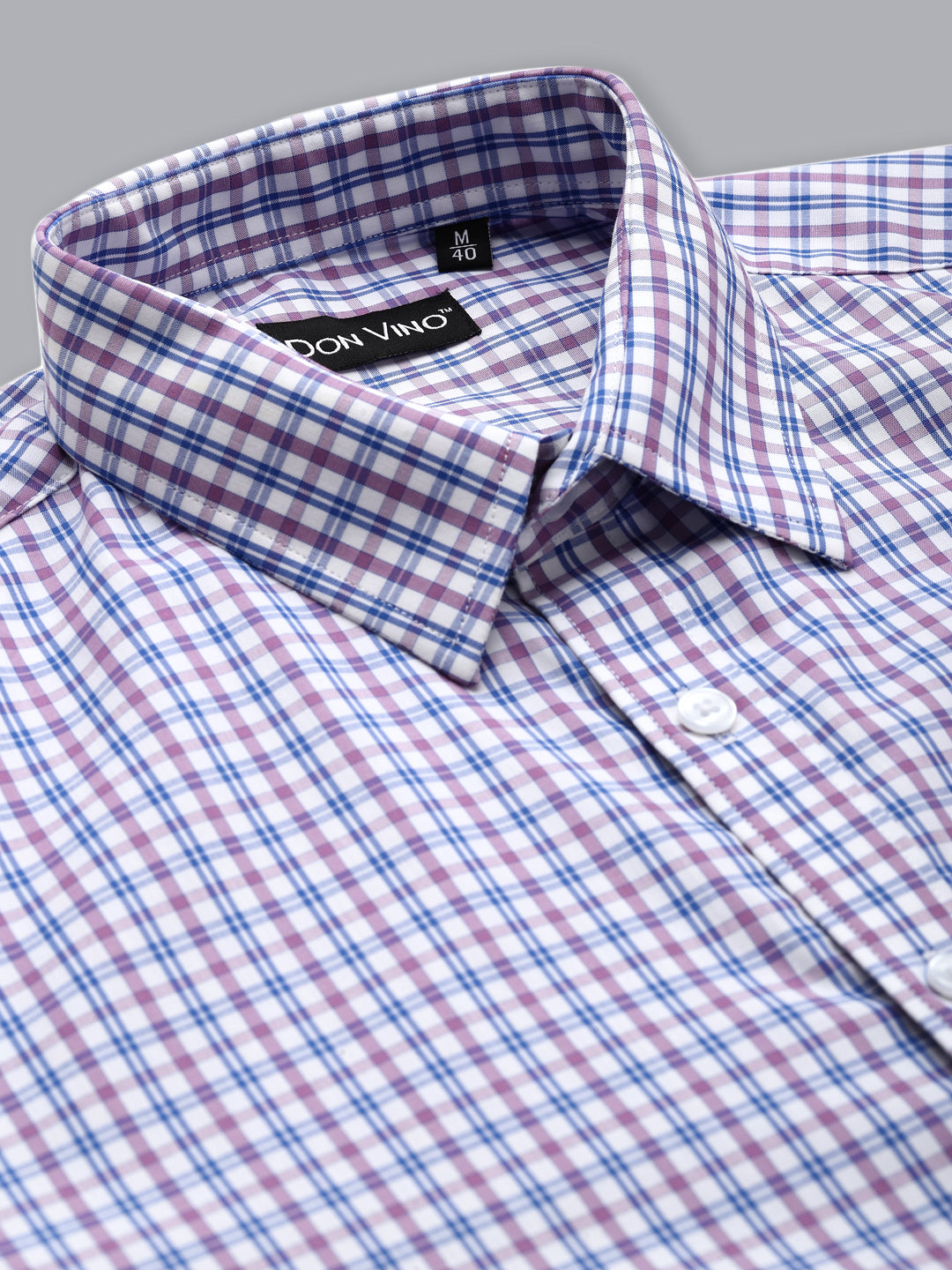 Men's Blue & Purple Small Checks Formal Shirt