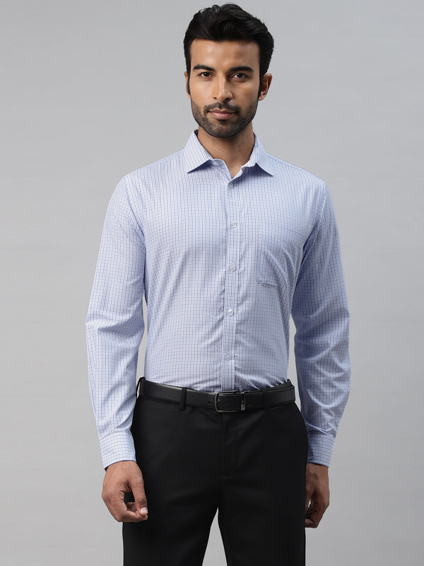 Men's Blue Small Checks Formal Shirt