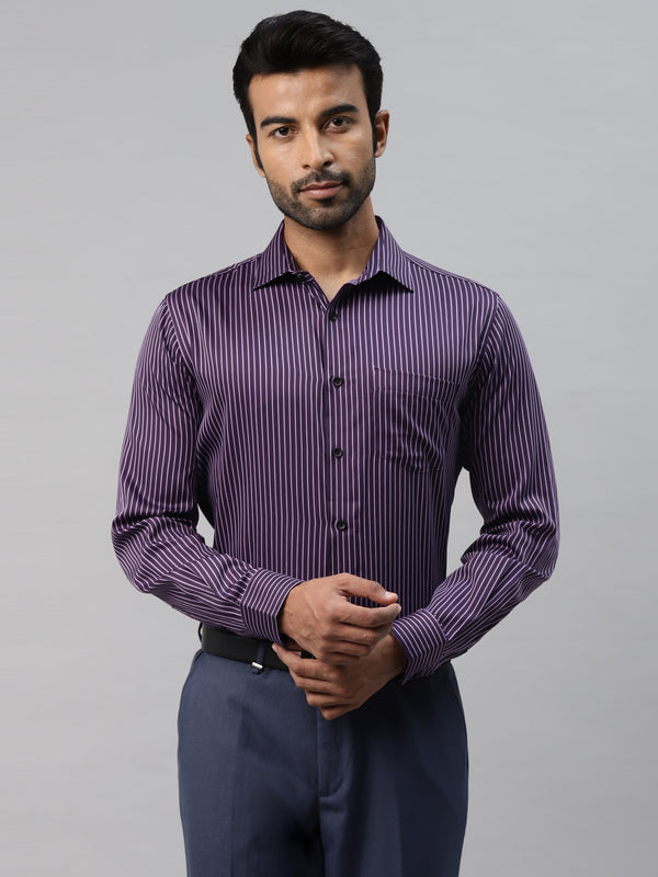 Don Vino Men's Black with Purple Stripes Slim Fit Shirt