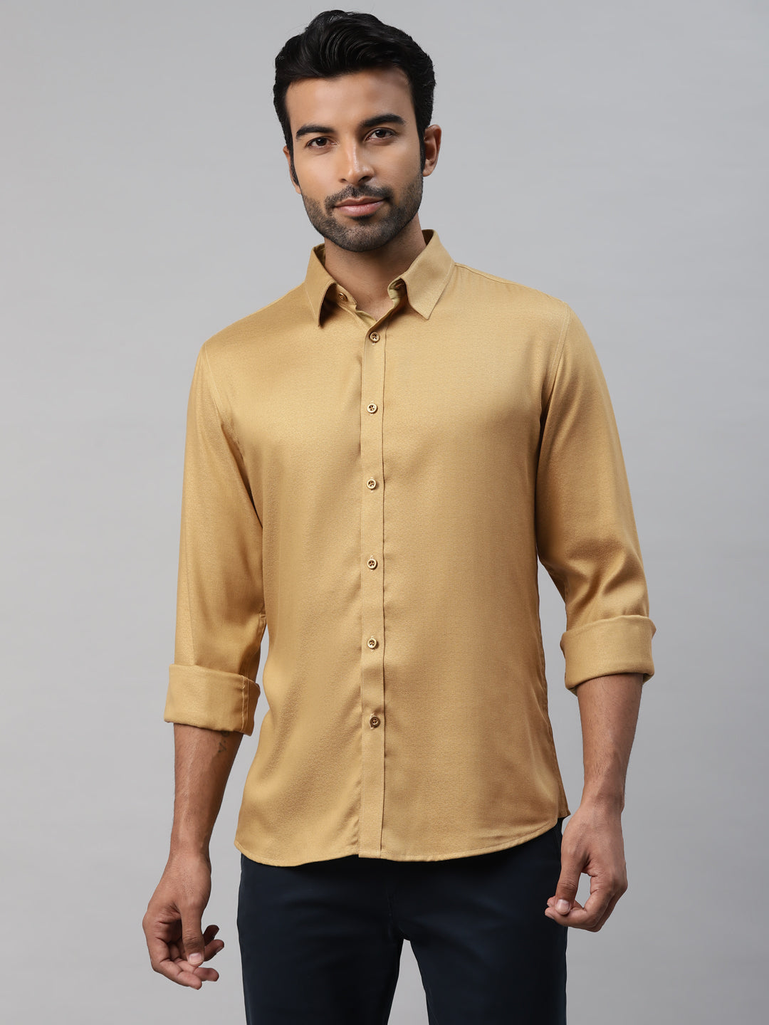 Don Vino Men's Gold Slim Fit Shirt