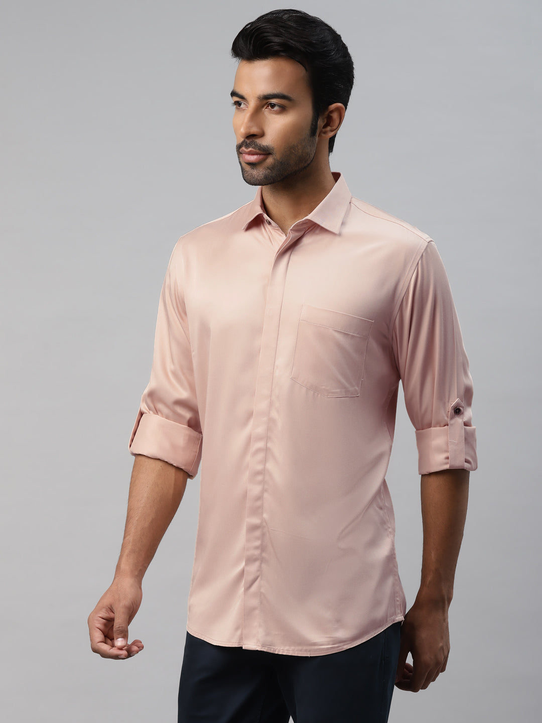 Don Vino Men's Pink Solid Slim Fit Shirt