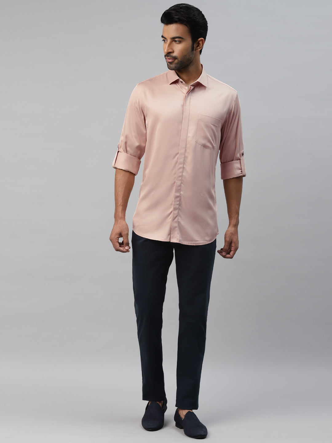 Don Vino Men's Pink Solid Slim Fit Shirt