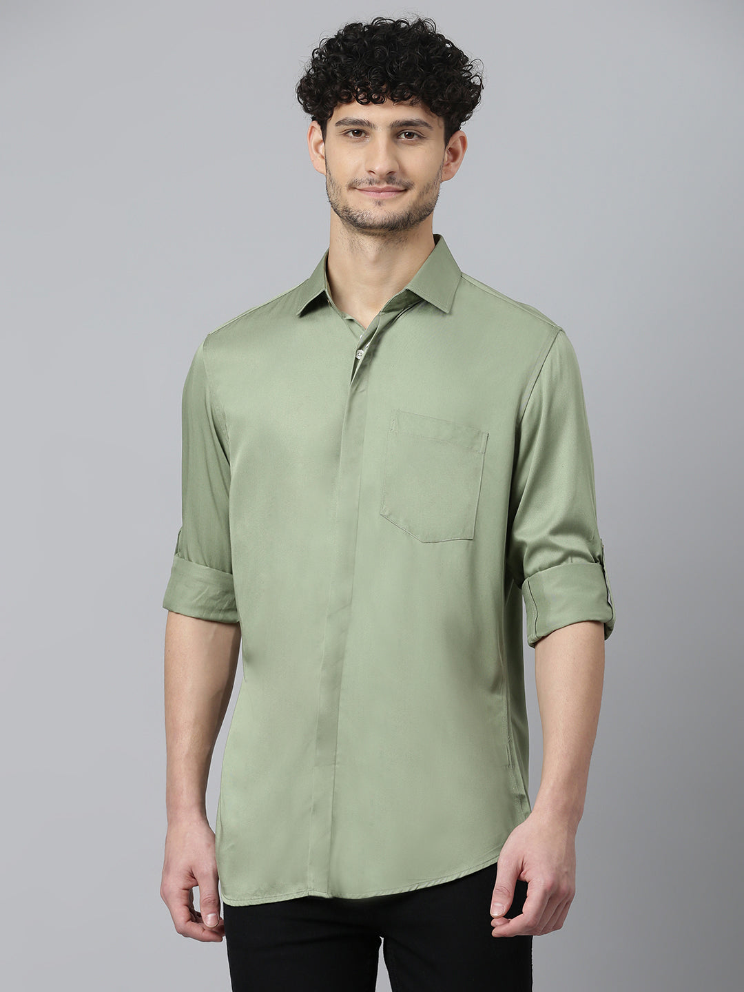 Don Vino Men's Pastel Green Solid Slim Fit Shirt