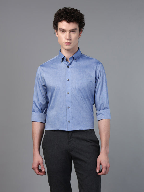 Don Vino Men's Blue Solid Formal Shirt