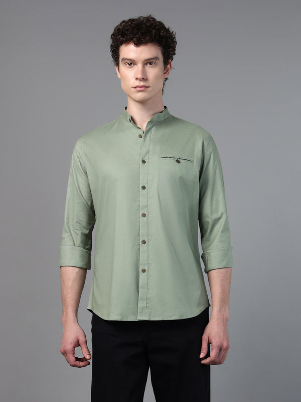 Don Vino Men's Olive Green Solid Formal Shirt