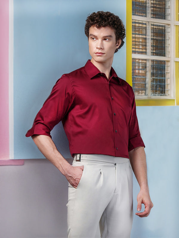 Don Vino Men's Maroon Solid Formal Shirt