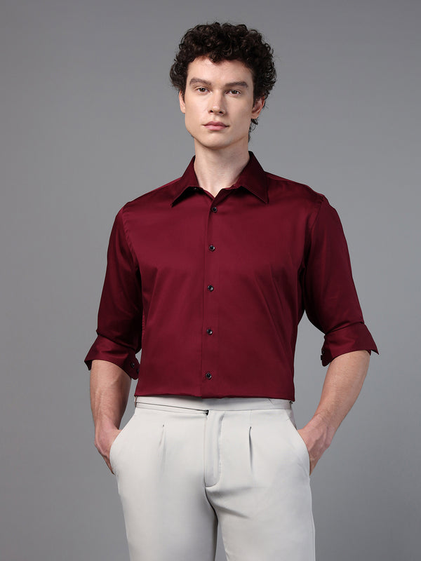 Don Vino Men's Maroon Solid Formal Shirt