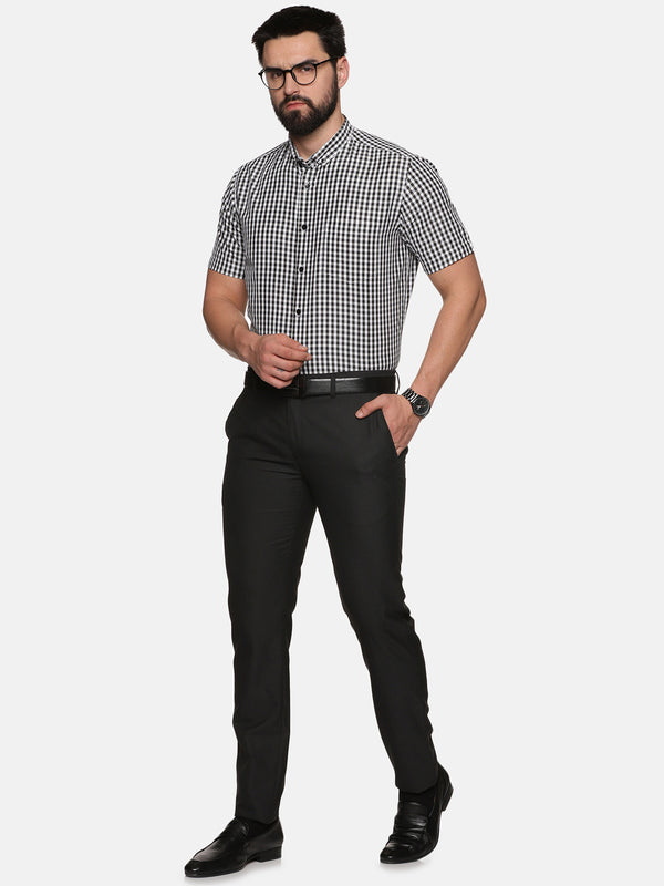 Don Vino Men Black Checks Shirt