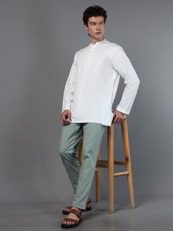 Don Vino Men's White Solid Casual Kurta Shirt