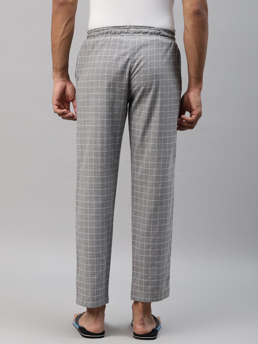 Don Vino Men's Grey & White Checks Lounge Pants