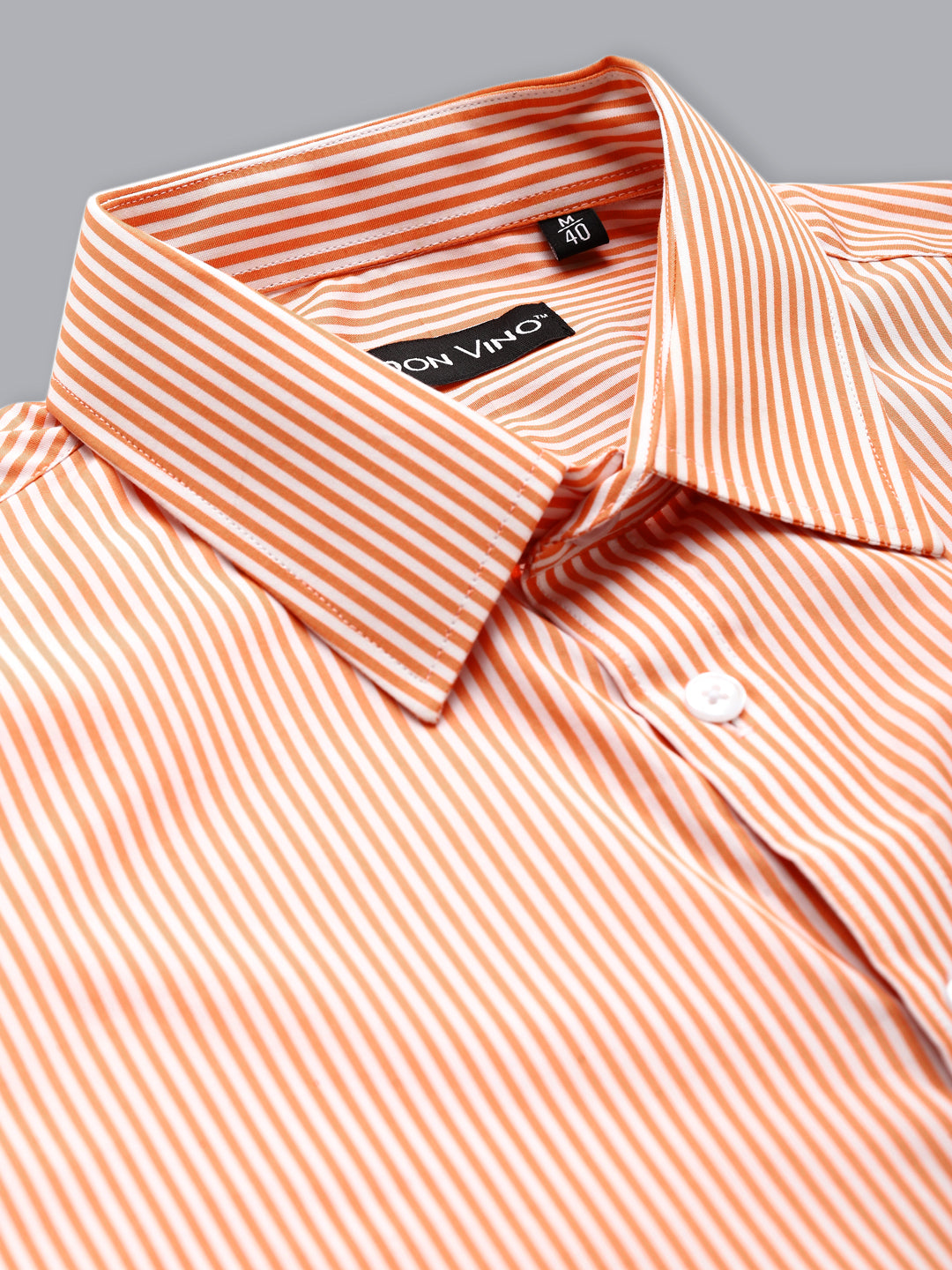 Don Vino Men's Orange & White Stripes Shirt