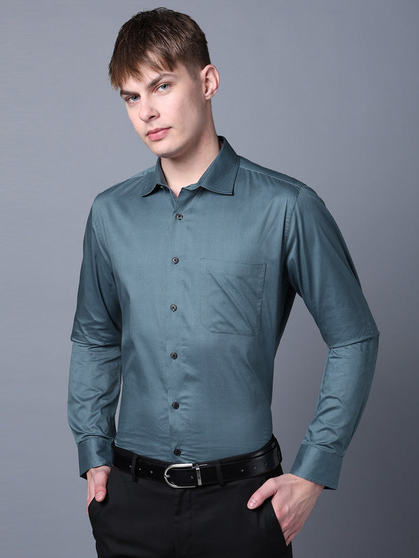 Don Vino Men's Blue & Black Solid Formal Shirt