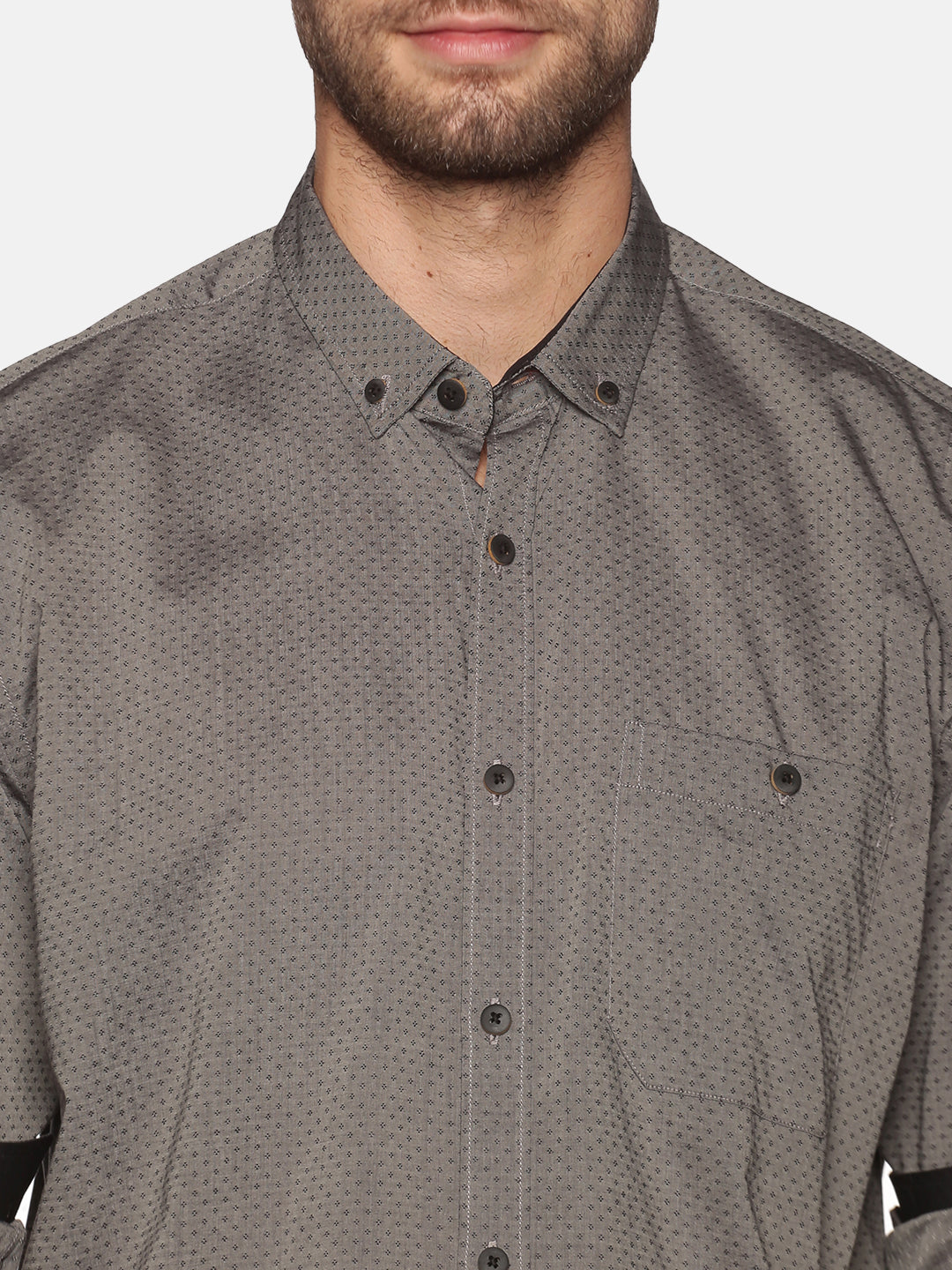 Don Vino Men's Brown Printed Full Sleeve Casual Shirt