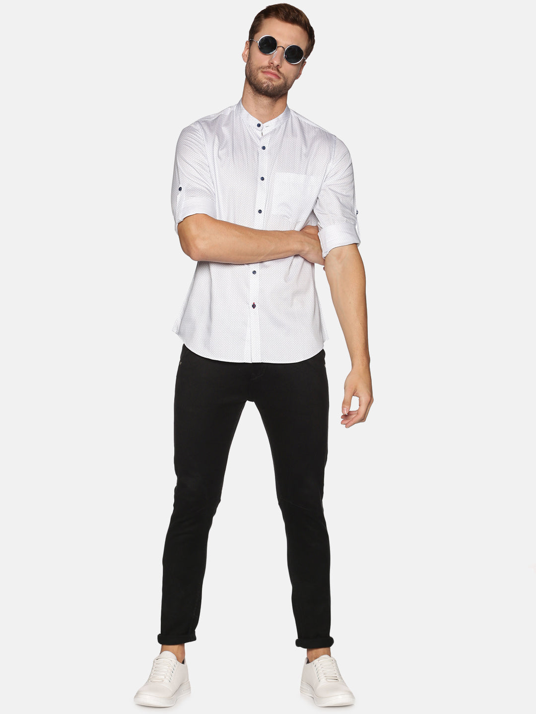 Don Vino Men's White Solid Full Sleeve Casual Shirt