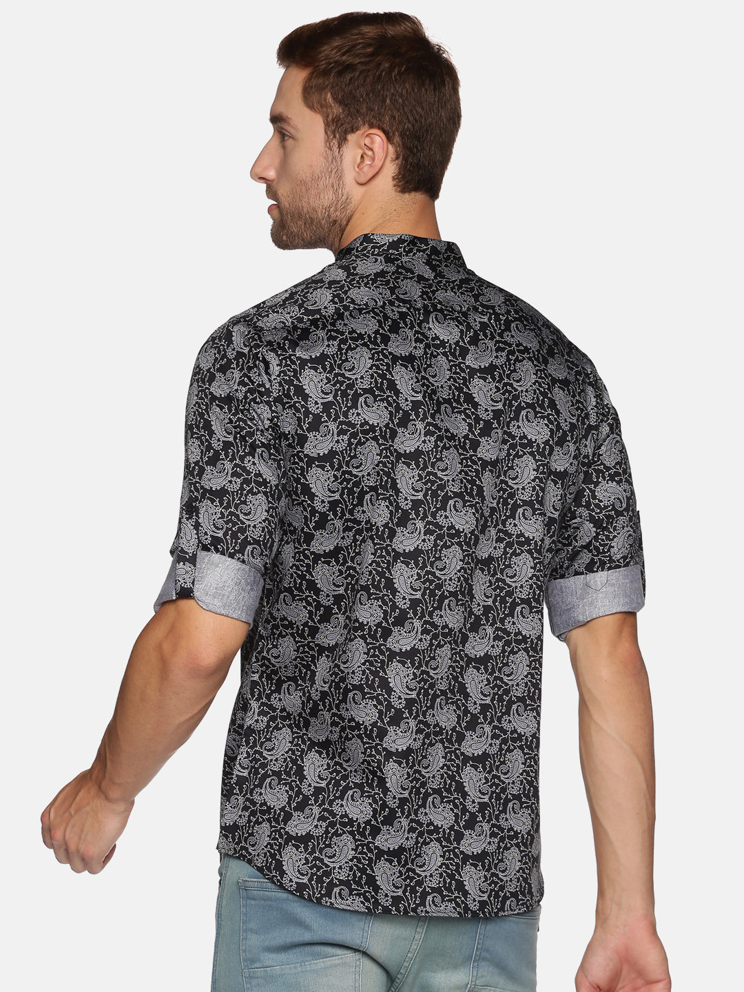 Don Vino Men's Black Printed Full Sleeve Casual Shirt