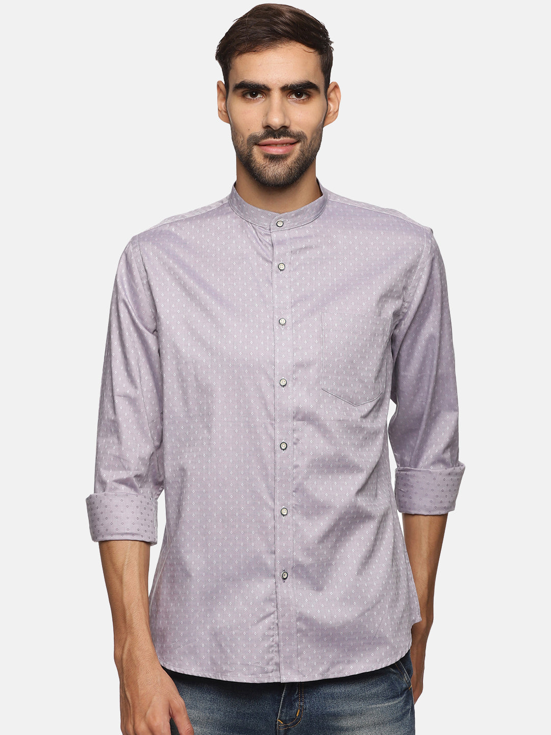 Men Purple Slim Fit Full Sleeve Casual Shirt