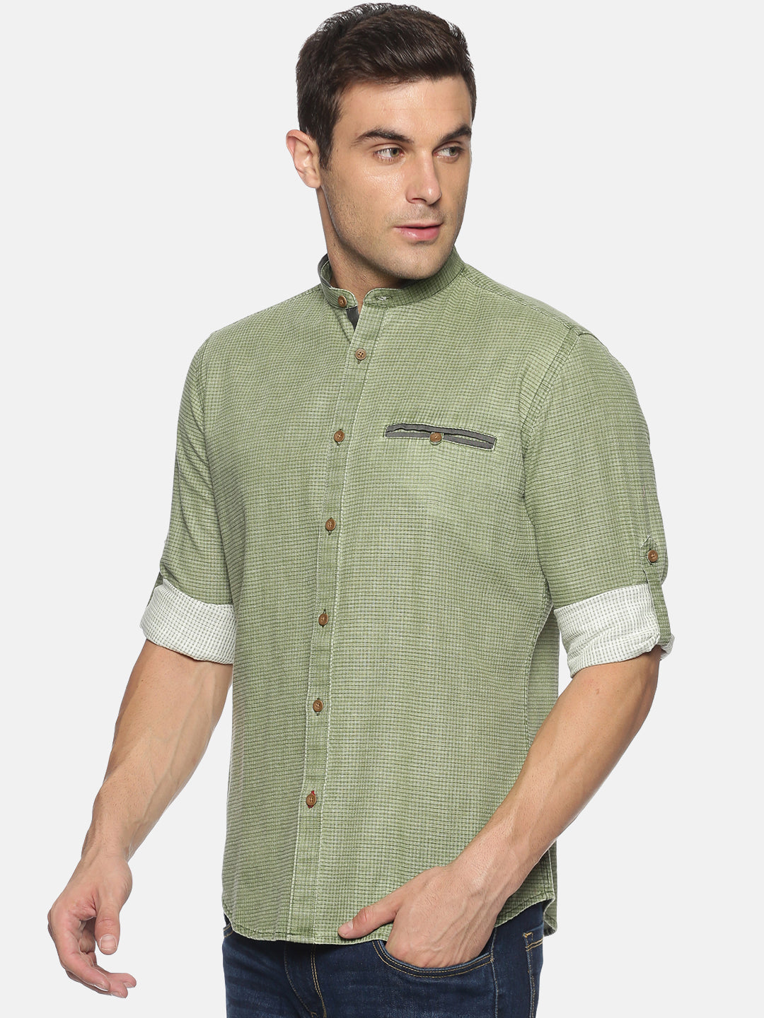 Don Vino Men's Green Checkered Full Sleeve Casual Shirt