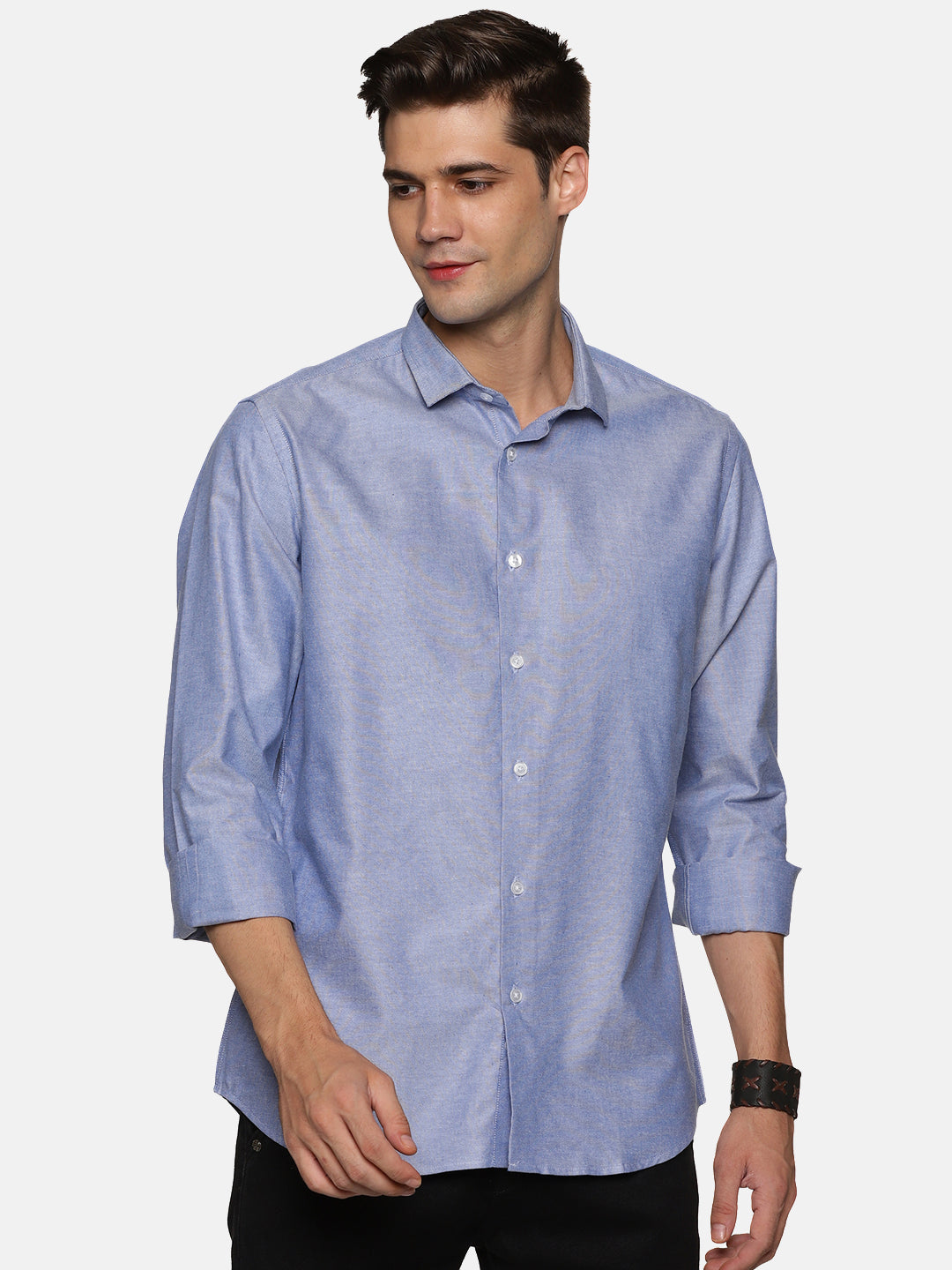 Don Vino Men Blue Solid Full Sleeve Shirt