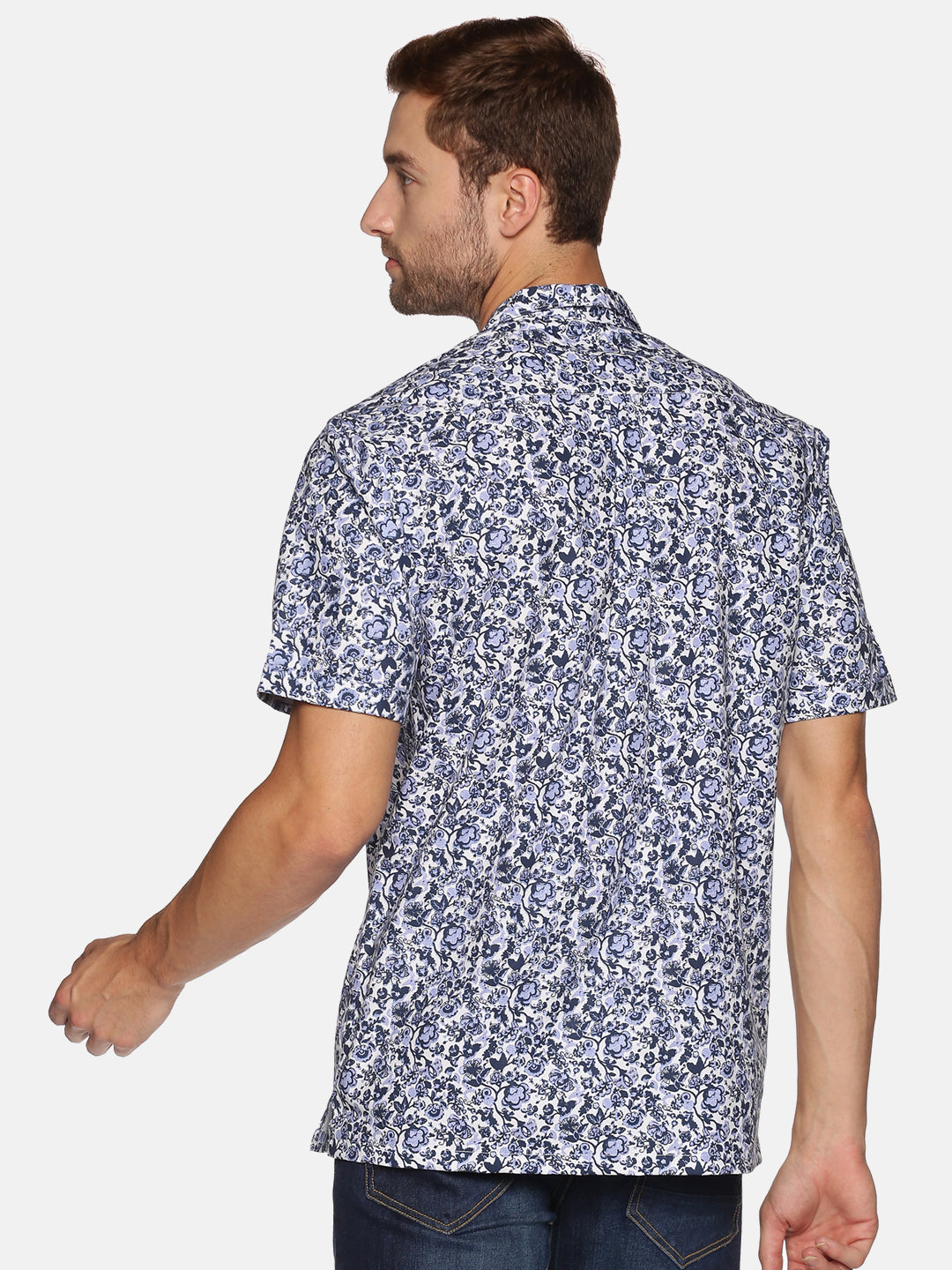 Don Vino Men's Blue Checkered Half Sleeve Shirt