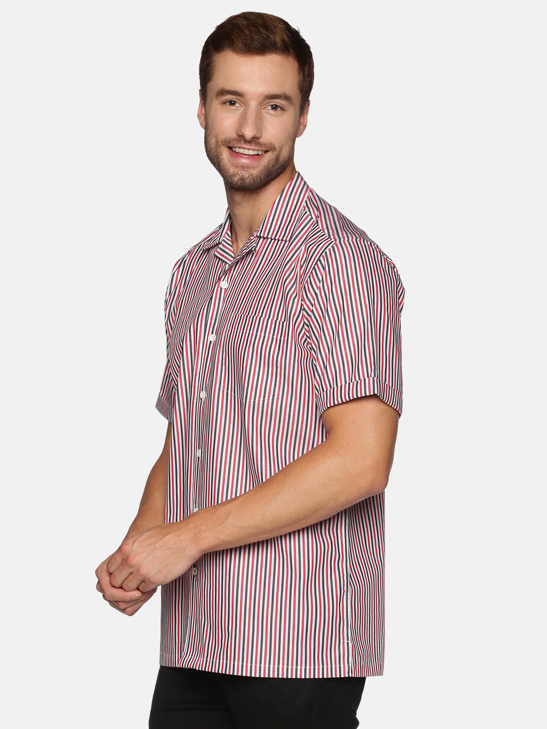 Don Vino Men's Stripes Half Sleeve Shirt