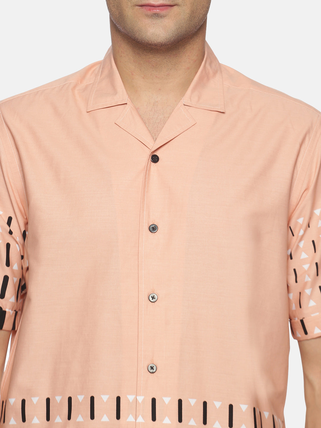 Don Vino Men's Peach Printed Half Sleeve Shirt