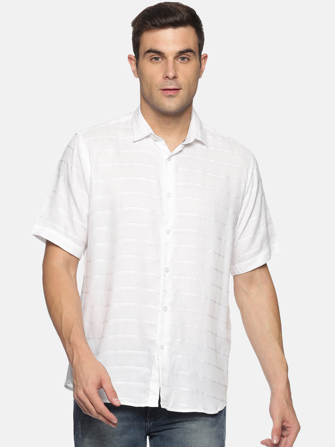 Don Vino Men's White Half Sleeve Casual Shirt