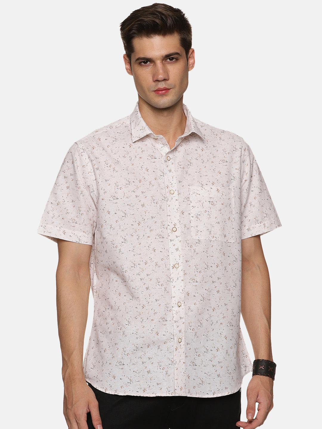 Don Vino Men White Printed Half Sleeve Shirt