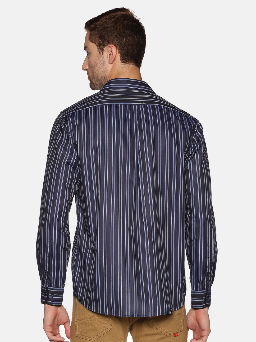Don Vino Men's Blue Stripes Full Sleeve Shirt