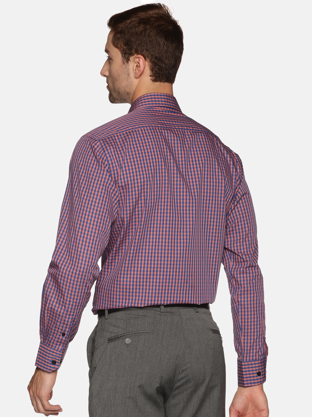 Men Purple Checkered Regular Fit Full Sleeve Cotton Formal Shirt