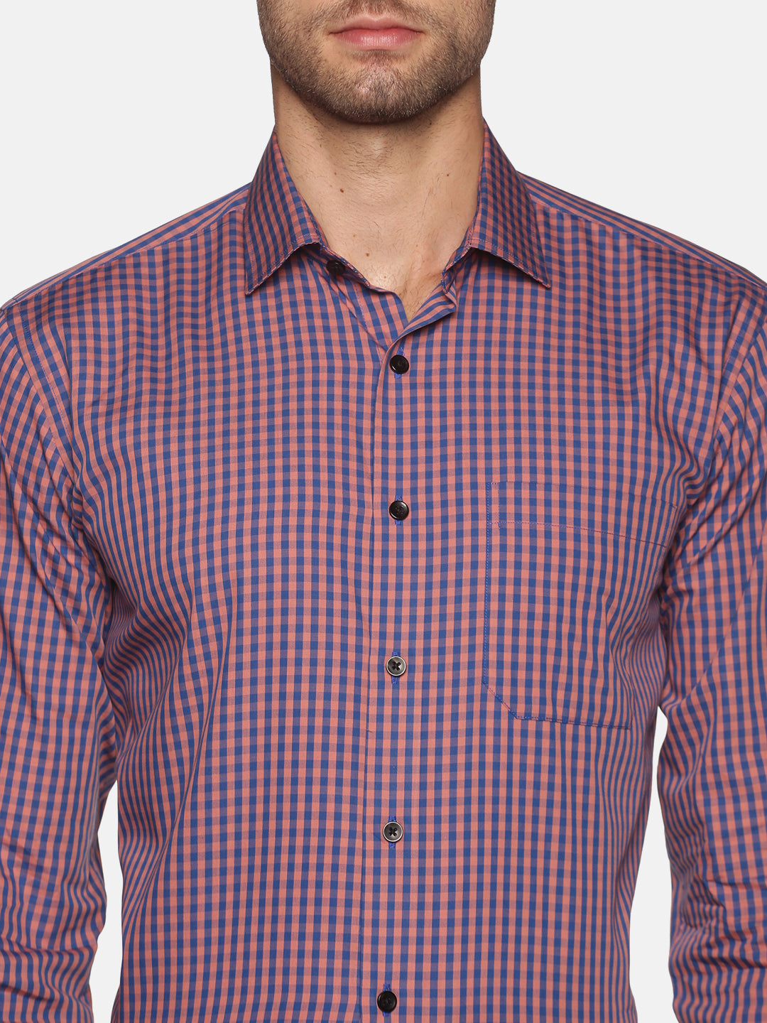 Men Purple Checkered Regular Fit Full Sleeve Cotton Formal Shirt