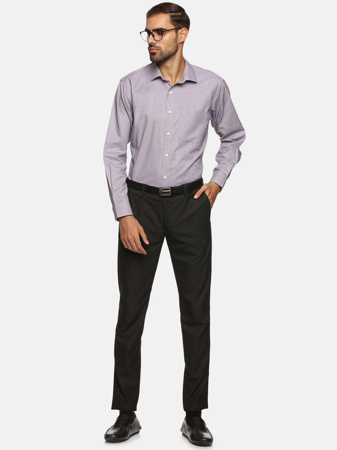 Men Purple Checkered Regular Fit Full Sleeve Formal Shirt