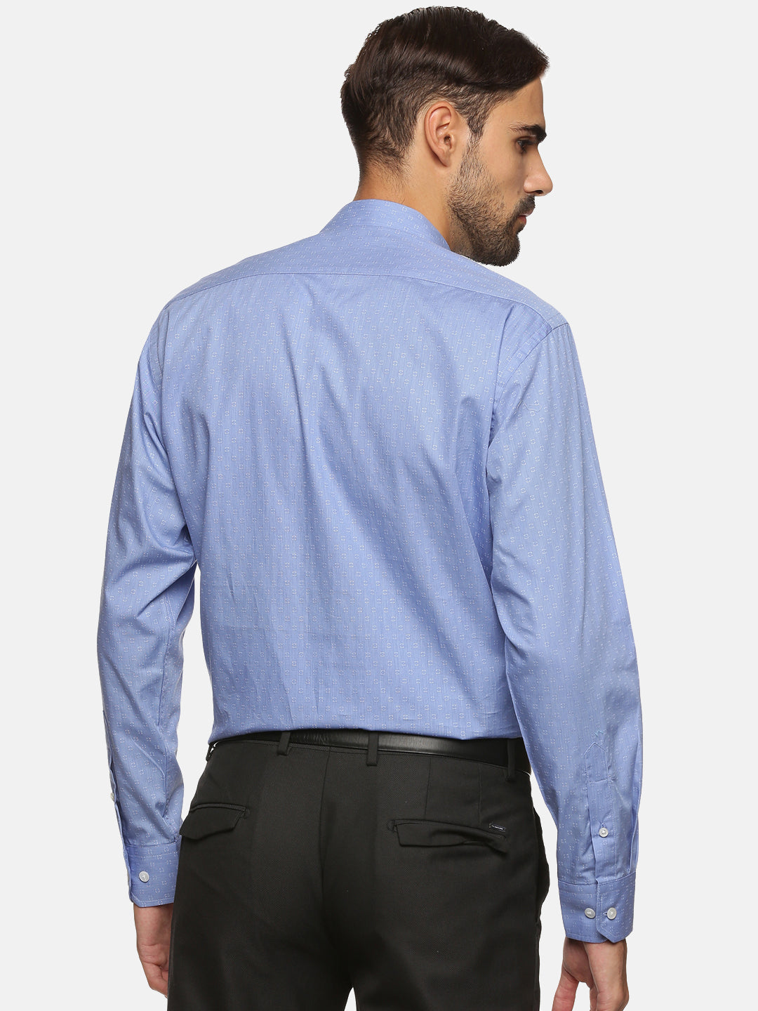 Men Blue Printed Regular Fit Full Sleeve Formal Shirt