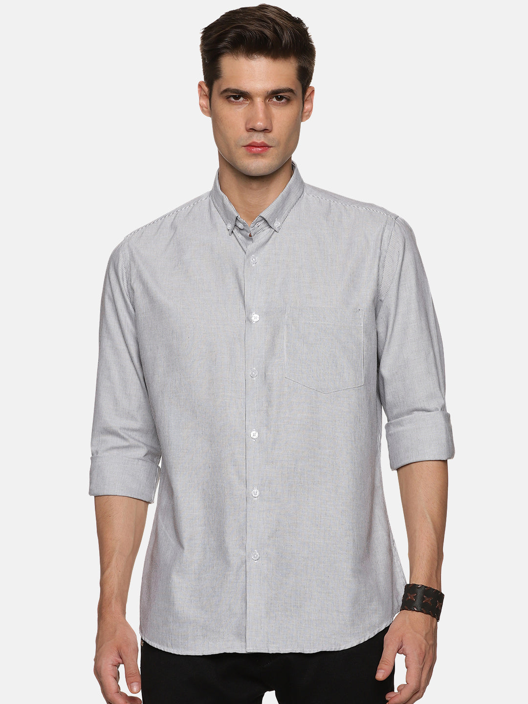 Don Vino Men Grey Full Sleeve Shirt