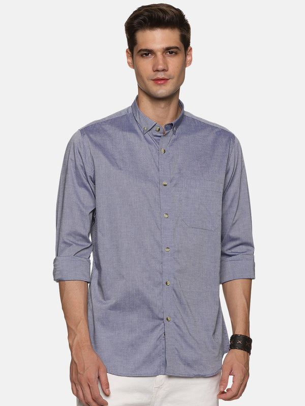 Don Vino Men Blue Full Sleeve Solid Shirt