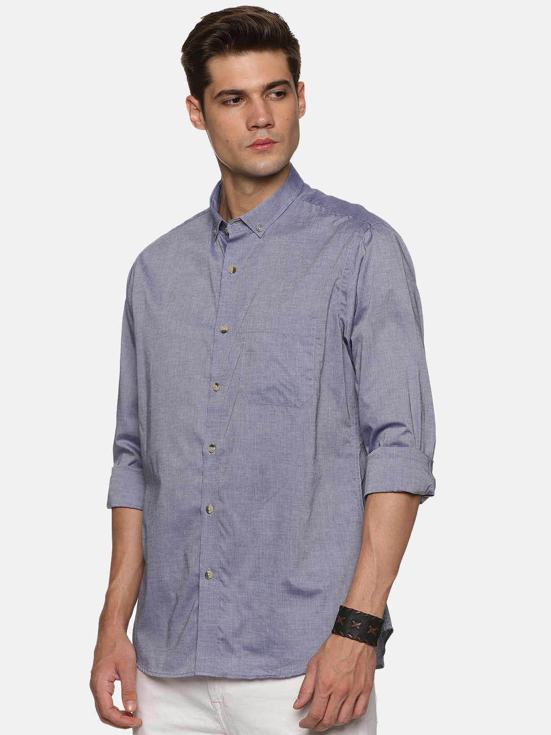 Don Vino Men Blue Full Sleeve Solid Shirt