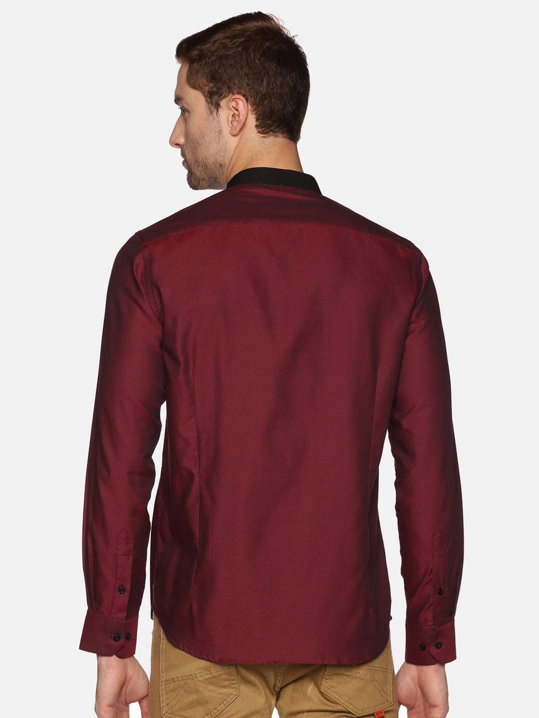 Don Vino Men's Maroon Solid Full Sleeve Formal Shirts