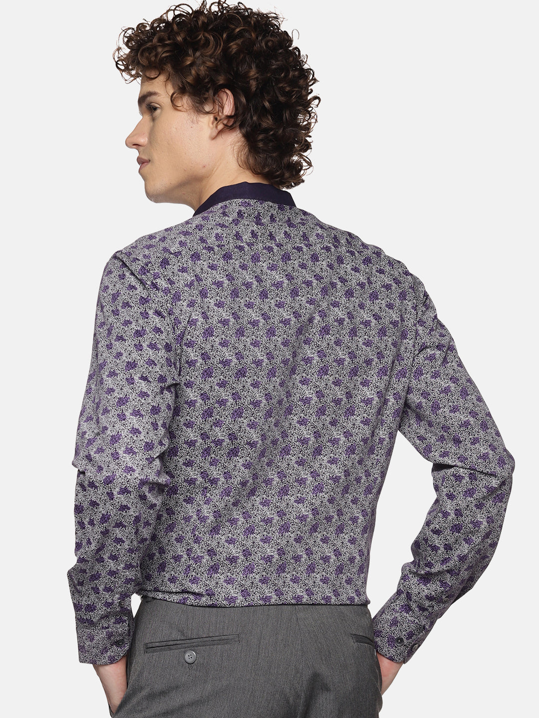 Don Vino Men's Purple Printed Full Sleeve Casual Shirt