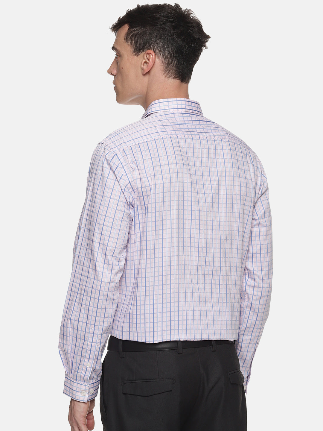 Men White Checkered Slim Fit Full Sleeve Formal Shirt