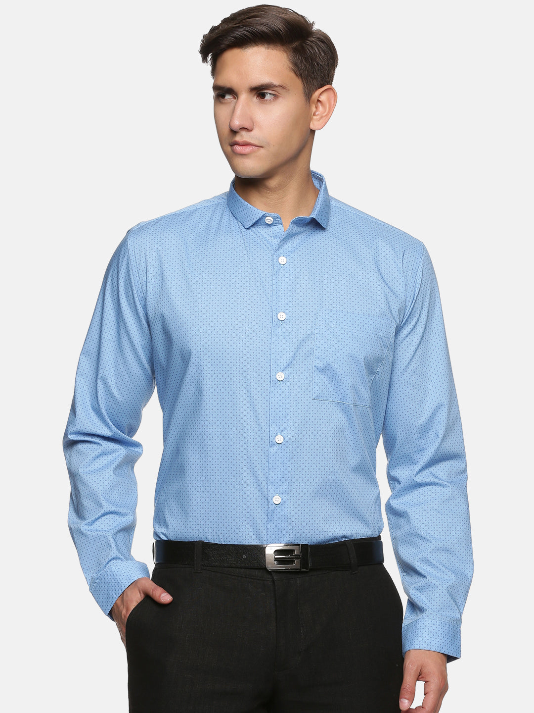 Men Blue Slim Fit Full Sleeve Formal Shirt