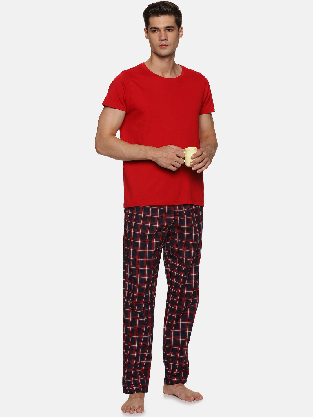 Don Vino Men Red Checkered Pyjama