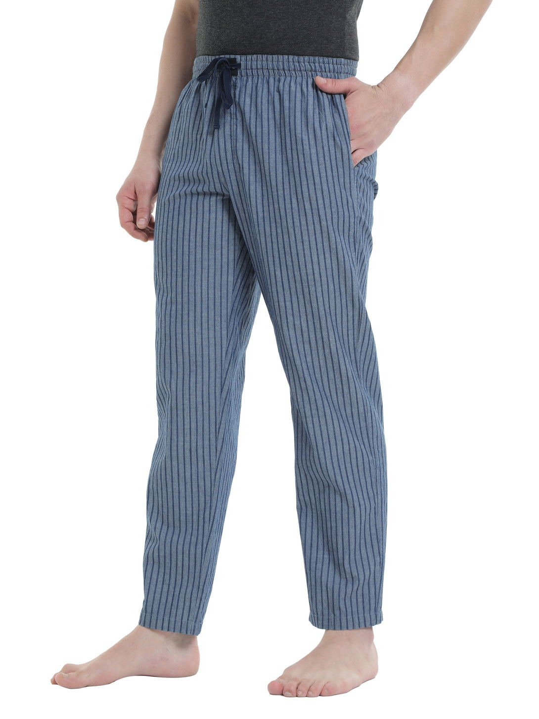 Don Vino Men Blue Striped Print Pyjama